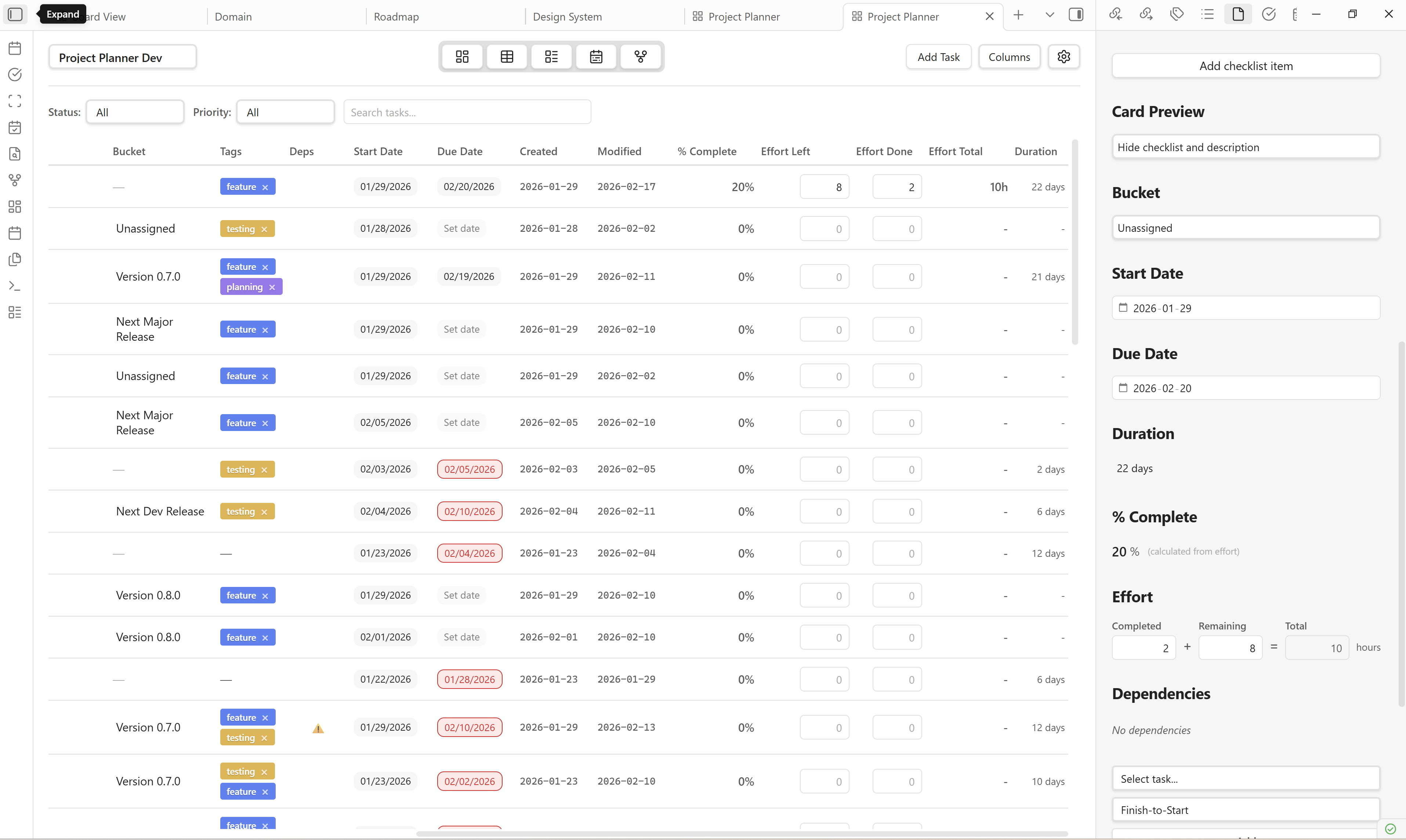 Introducing Task Effort Tracking in Project Planner