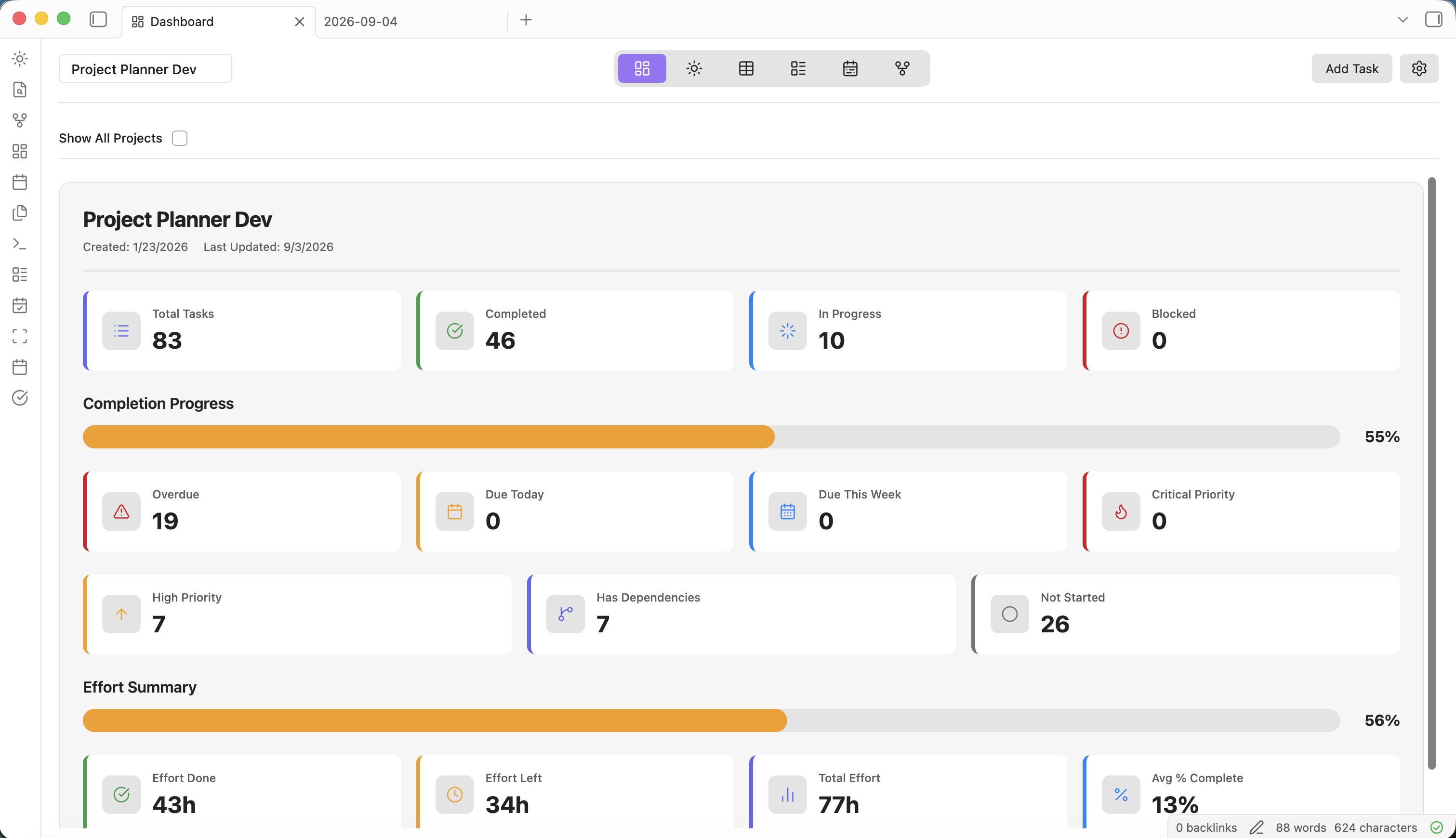 Project Planner Dashboard