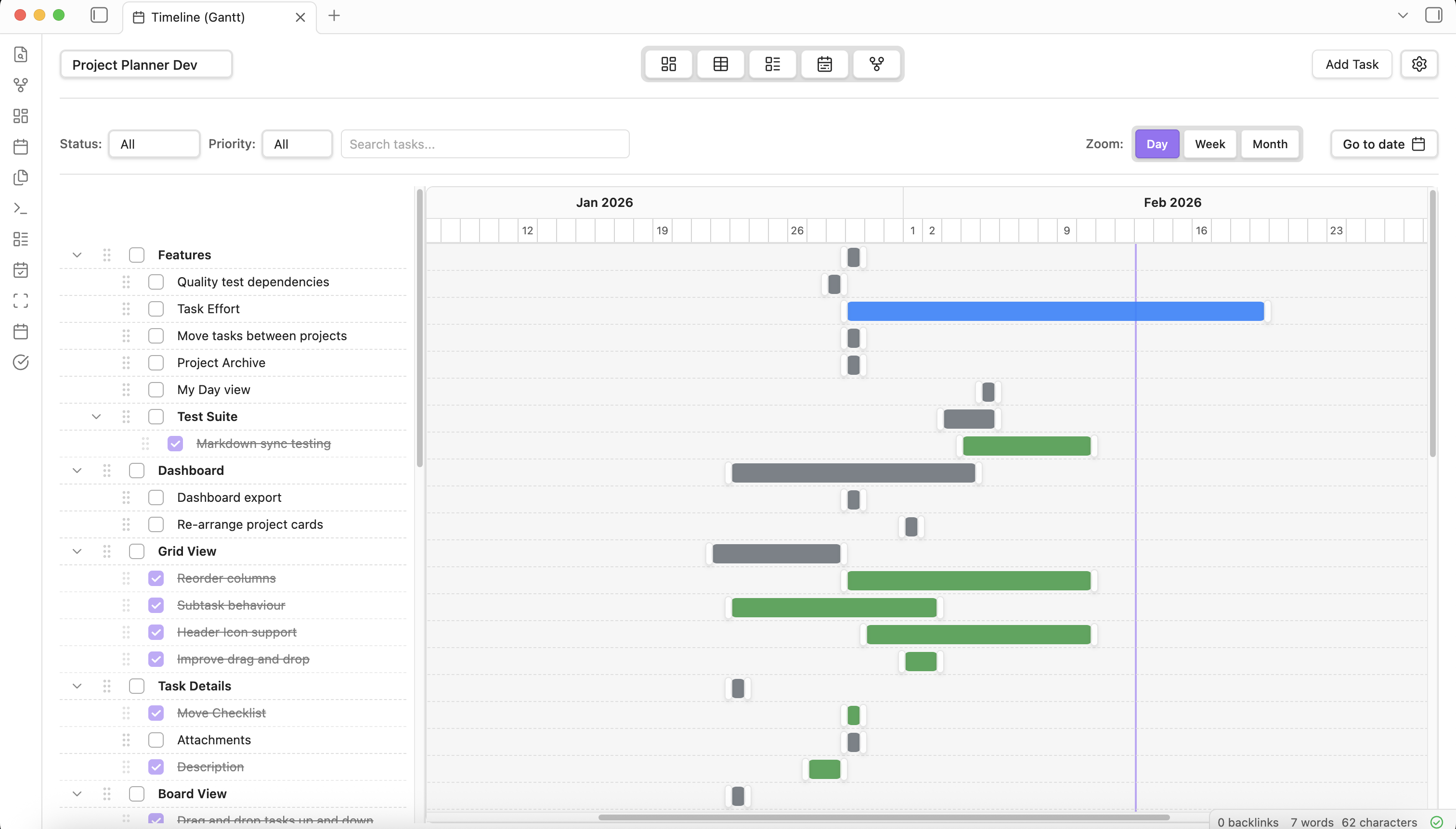 Project Planner Timeline View